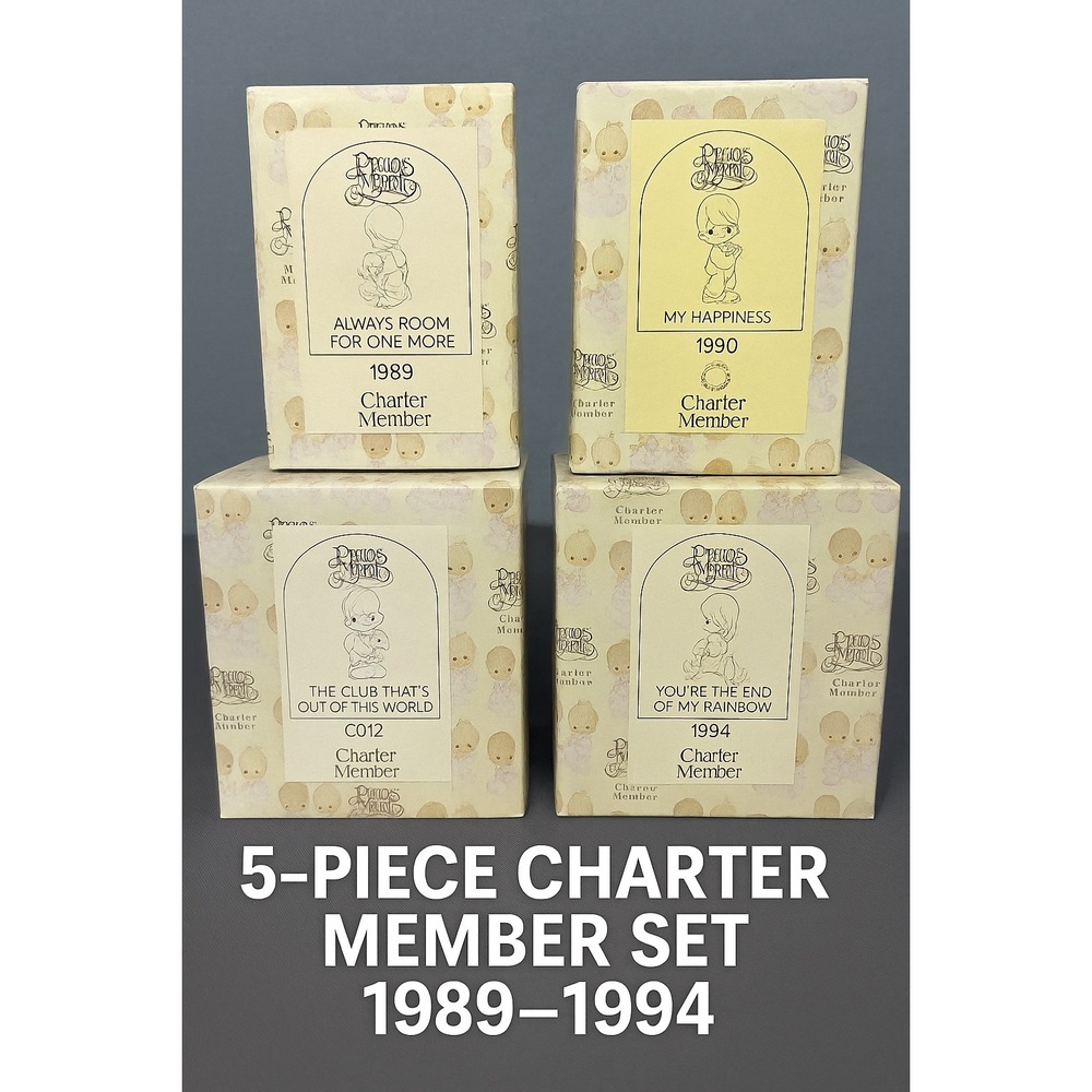 Precious Moments Charter Member Figurine Lot (1989–1994) Boxes‎ & Inserts Set 5
